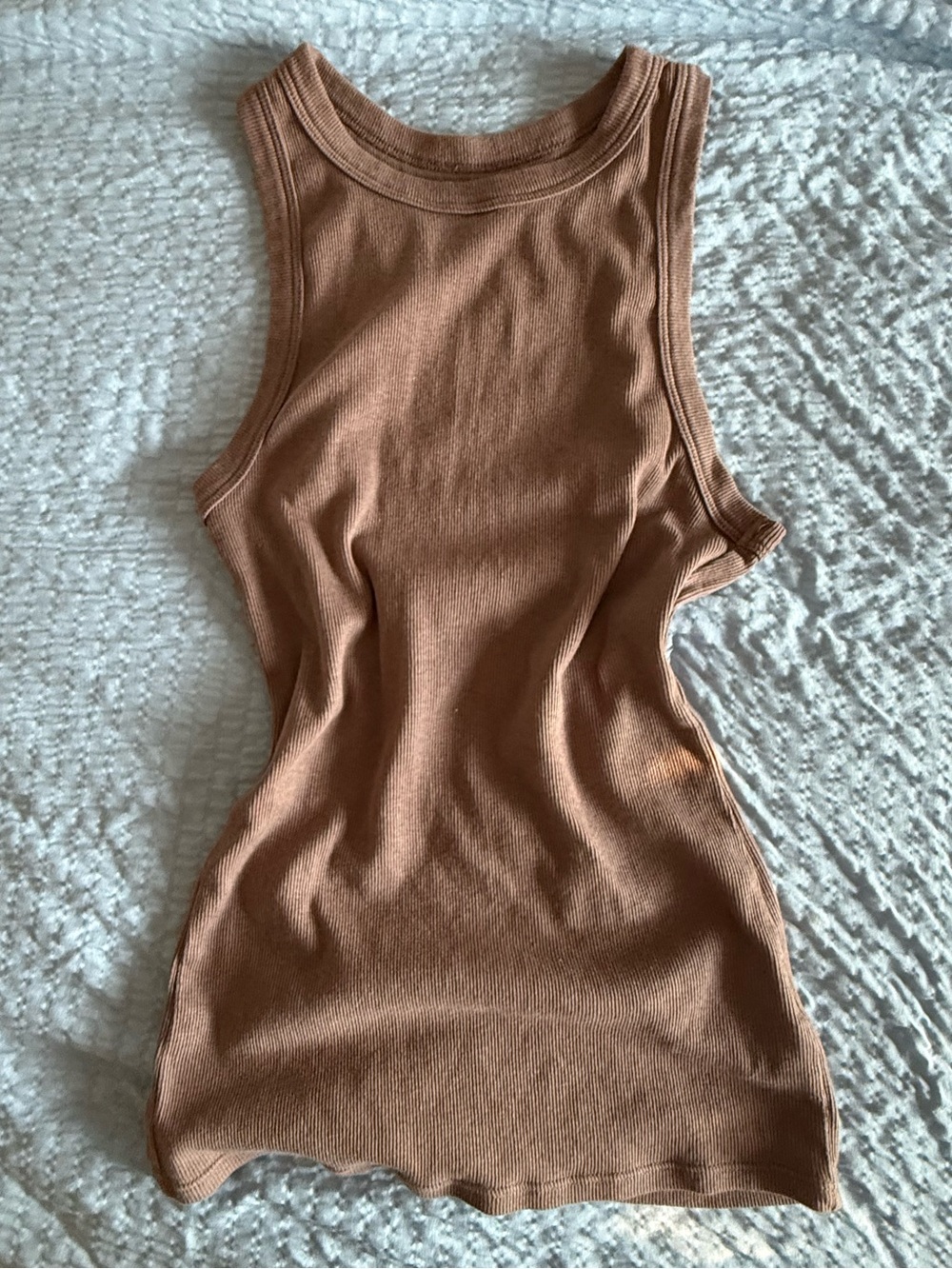 a new day Ribbed Tank Top in Taupe Brown